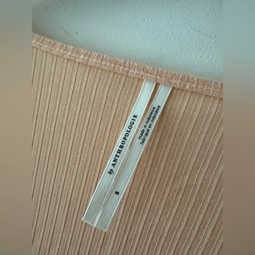 Anthropologie Ribbed Long Sleeve Scoop Neck Top Peachy Pink - Image 7