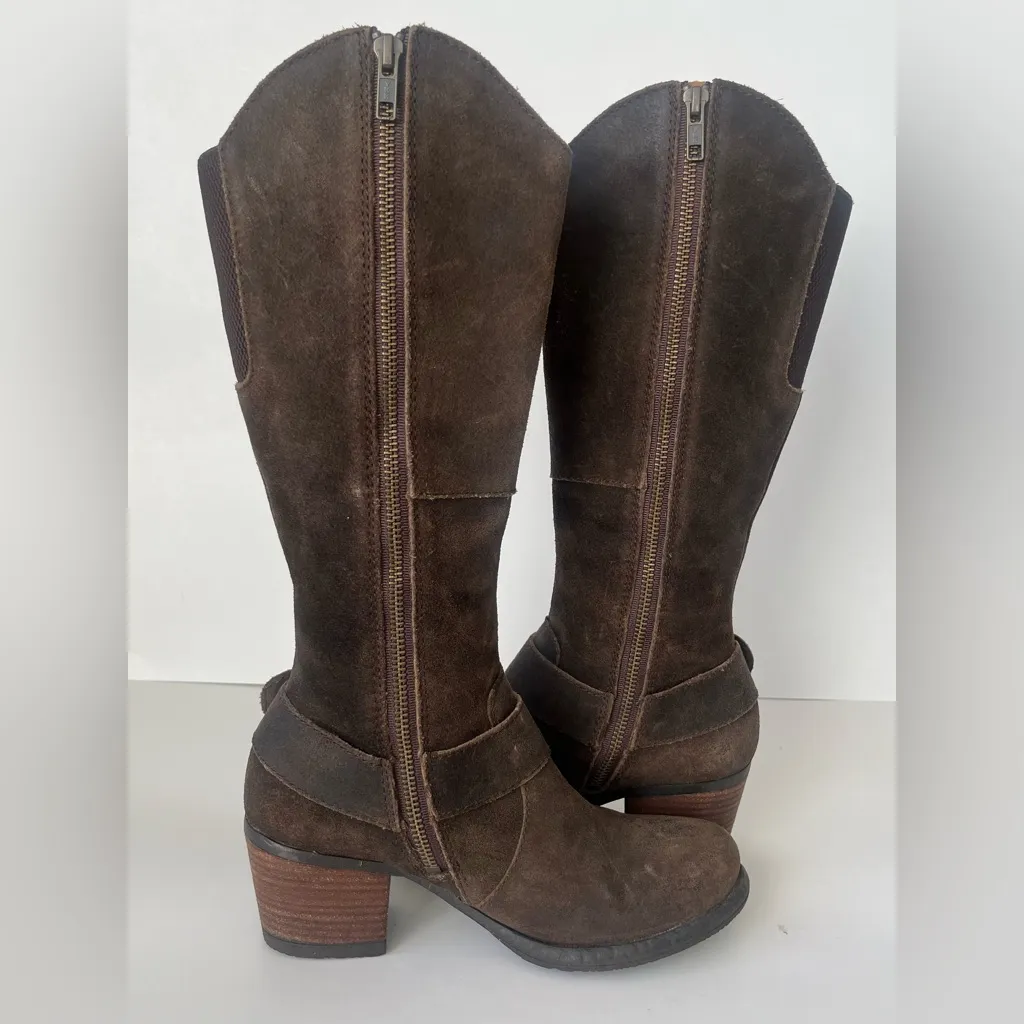 Born Loreza western tall leather boots harness buckle 6 Brown - Image 6