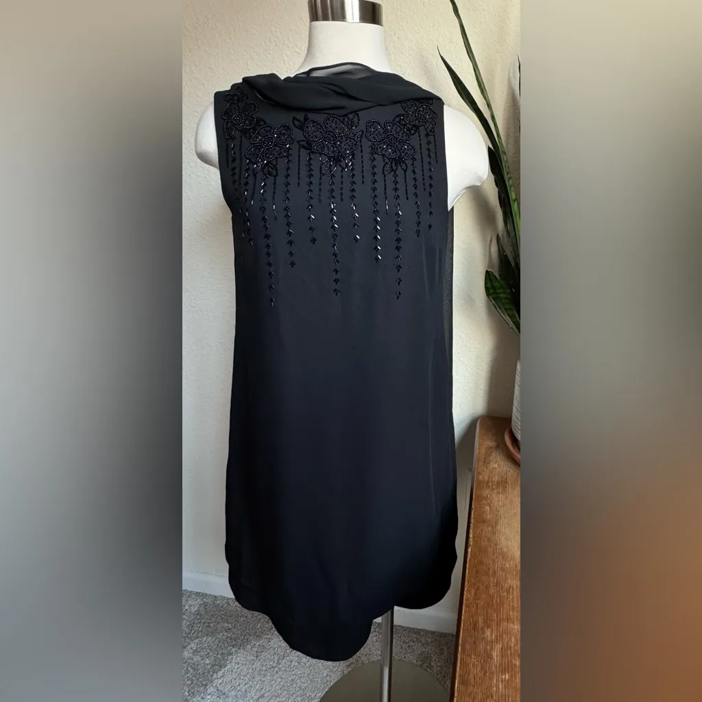 Vtg Black Beaded Shift Dress Elegant Cocktail Party Liz Claiborne Night size‎ 8 - Image 4