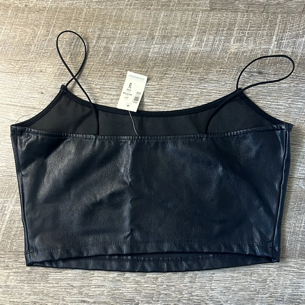 NWT Aeropostale Seriously Soft Bungee Black Faux Leather Cami Size Small - Image 4