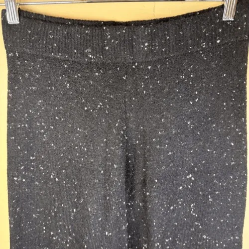 Zara Womens Wide‎ Leg Speckled Sparkle Knit Size Small Pants Black Grunge Punk - Image 2