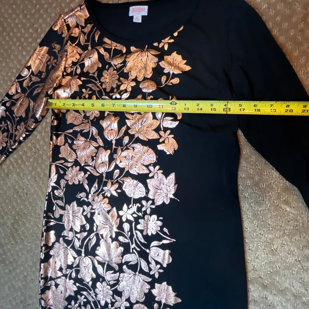 NWT LuLaRoe Elegant Debbie Dress Metallic Rose Gold Floral SZ M Wedding Holiday - Image 9