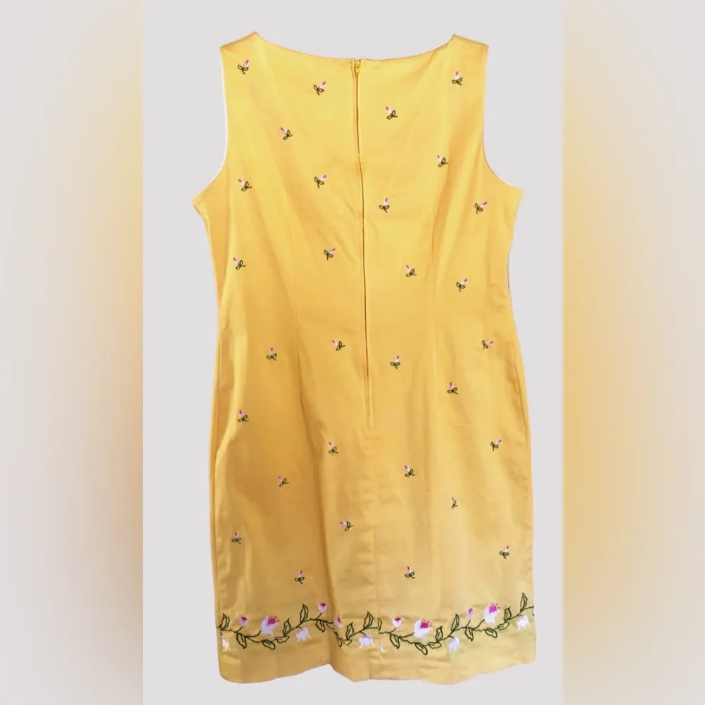 Sag Harbor Yellow Midi Dress with Floral Details - Image 3
