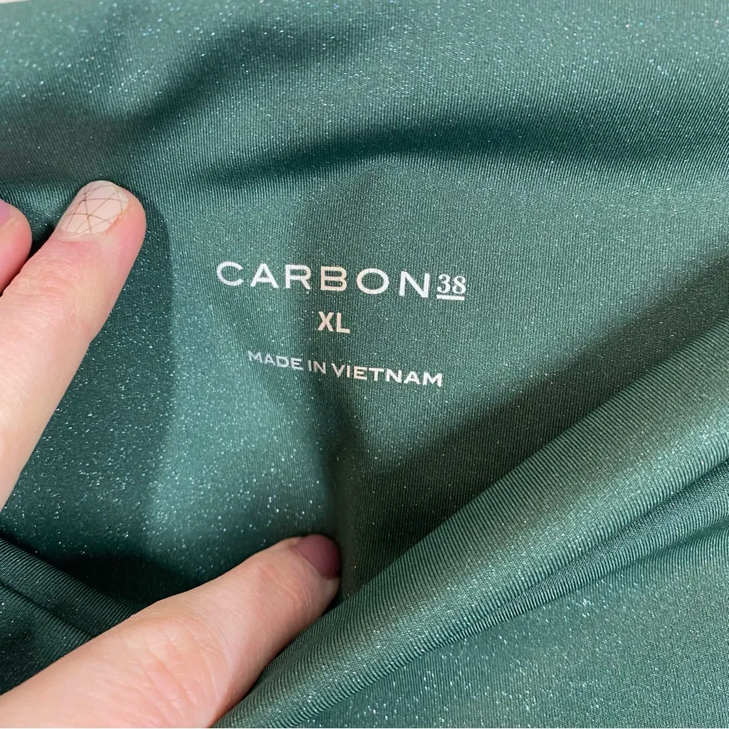 Carbon38 Diamond shine glitter leggings evergreen green size xl 24” inseam - Image 3