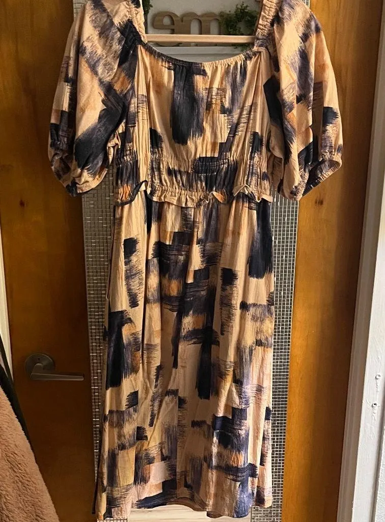 Universal Thread Abstract Puff Sleeve Midi Dress - Image 3