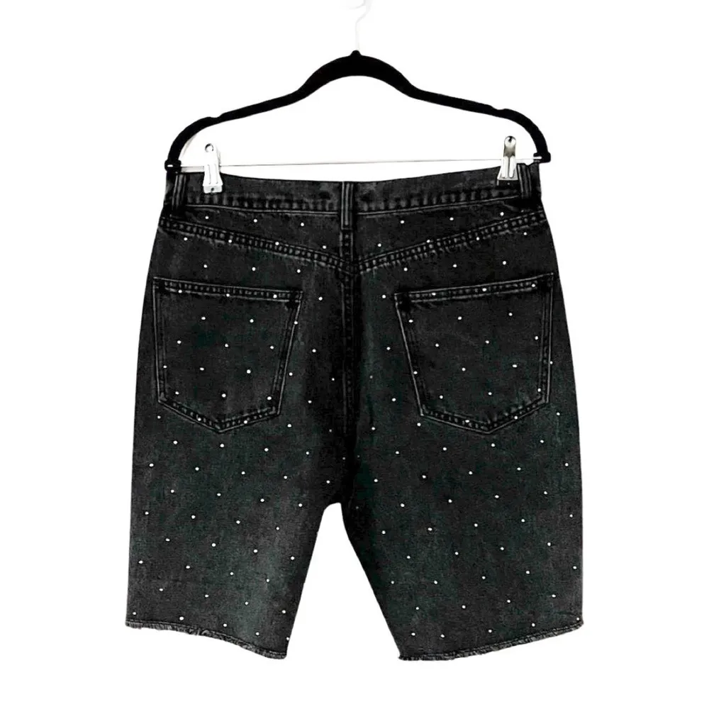 REVOLVE GENERATION LOVE Love Freya Crystal Denim Shorts Washed Black Size M - Image 3