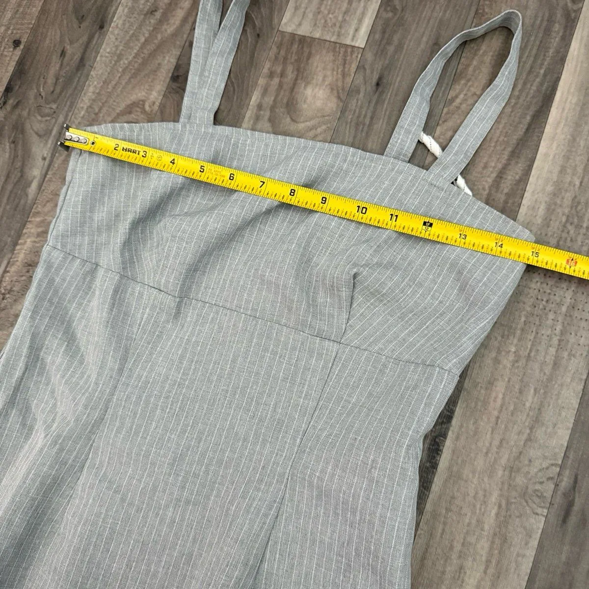 Vintage gray & white pinstripe midi dress with slit Size M - Image 3