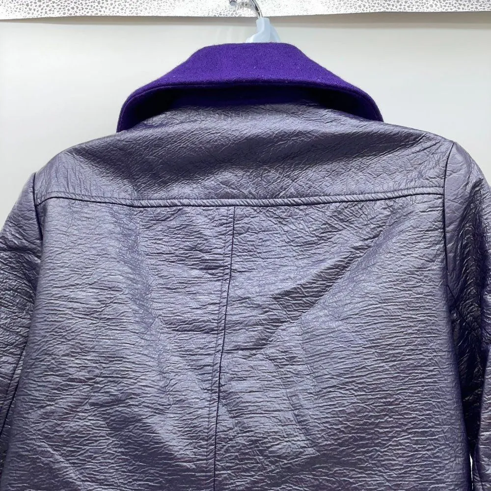 Nanette Lapore Moto Style Jacket in Royal Purple Wool and Polyurethane Body - Image 9