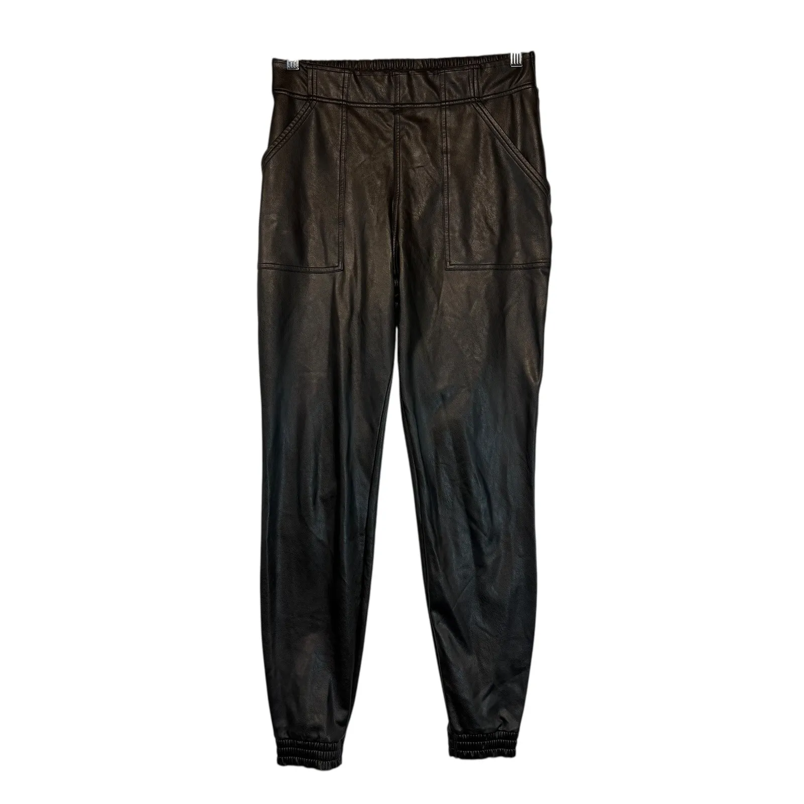 SPANX Faux Leather Jogger Pants Black  Edgy Feminine Moto Gothcore Goth M - Image 2