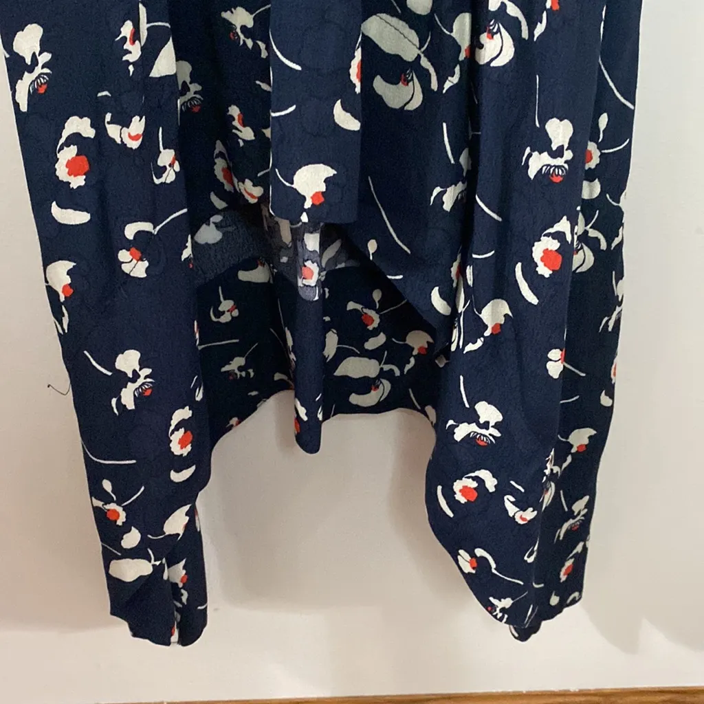 BA&SH Silia shirred tie-waist floral print crepe asymmetric hem midi dress sz 4 - Image 14