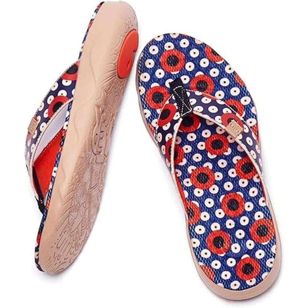 UIN Women's Flip Flops Thong Sandals Casual Art Painted Travel Slippers Non Slip Size 5 - Image 3