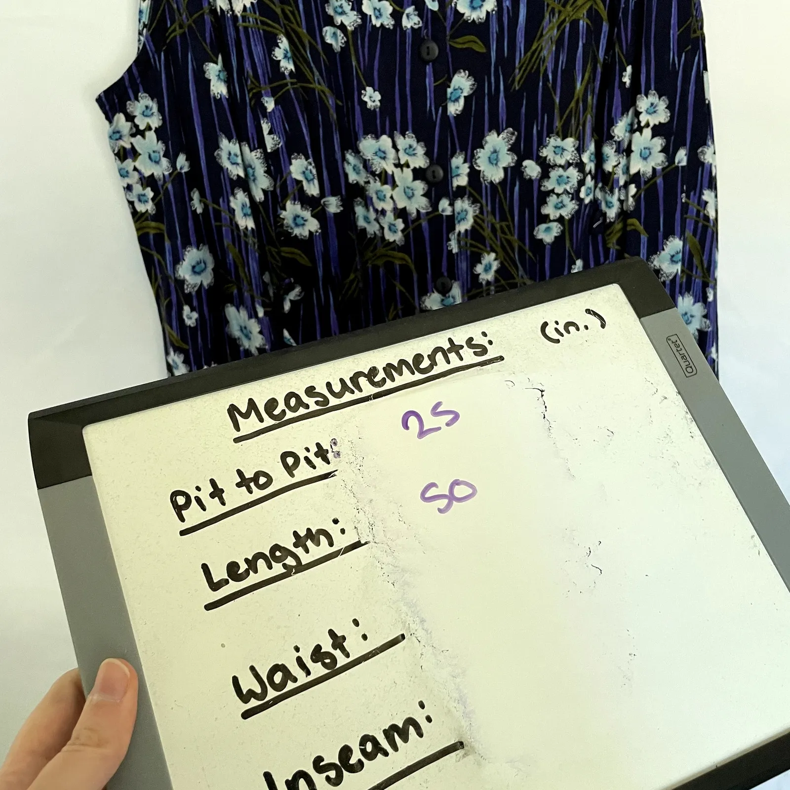 Jamie Brooke Woman blue white floral button down vintage maxi dress rayon 22W - Image 5