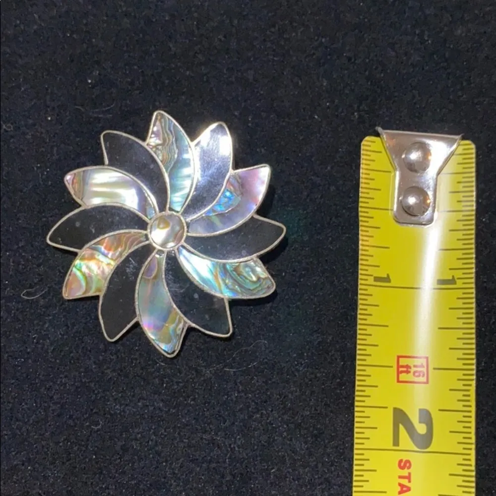 Alpaca Silver Mother of Pearl Inlay Star Brooch - Image 5