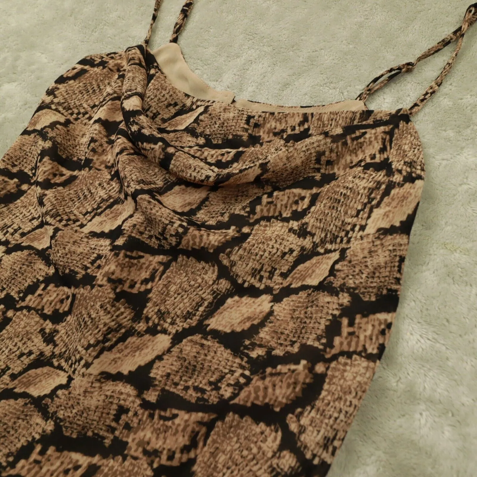 ASTR THE LABEL Darla Cowl Neck Snake Print Cami Tank Top Brown‎ Tan Size S - Image 3