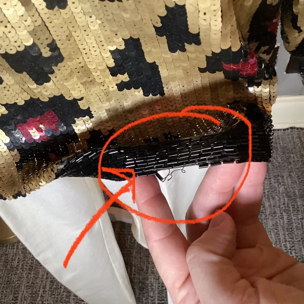 Vintage NWT Silk Sequin & Beadwork Leopard Spots Medium *flaw* Black - Image 14