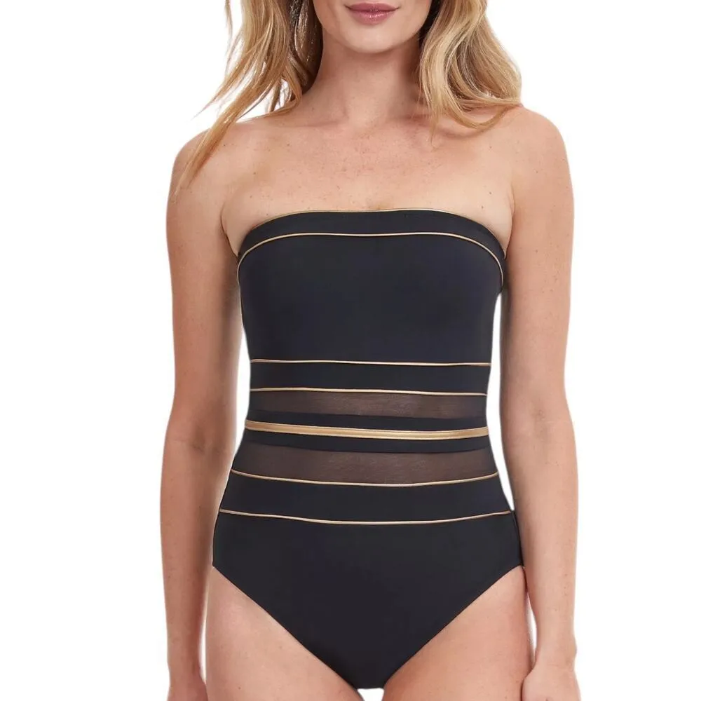 New Women’s Gottex Onyx Bandeau One-Piece Swimsuit Size 8 - Image 3