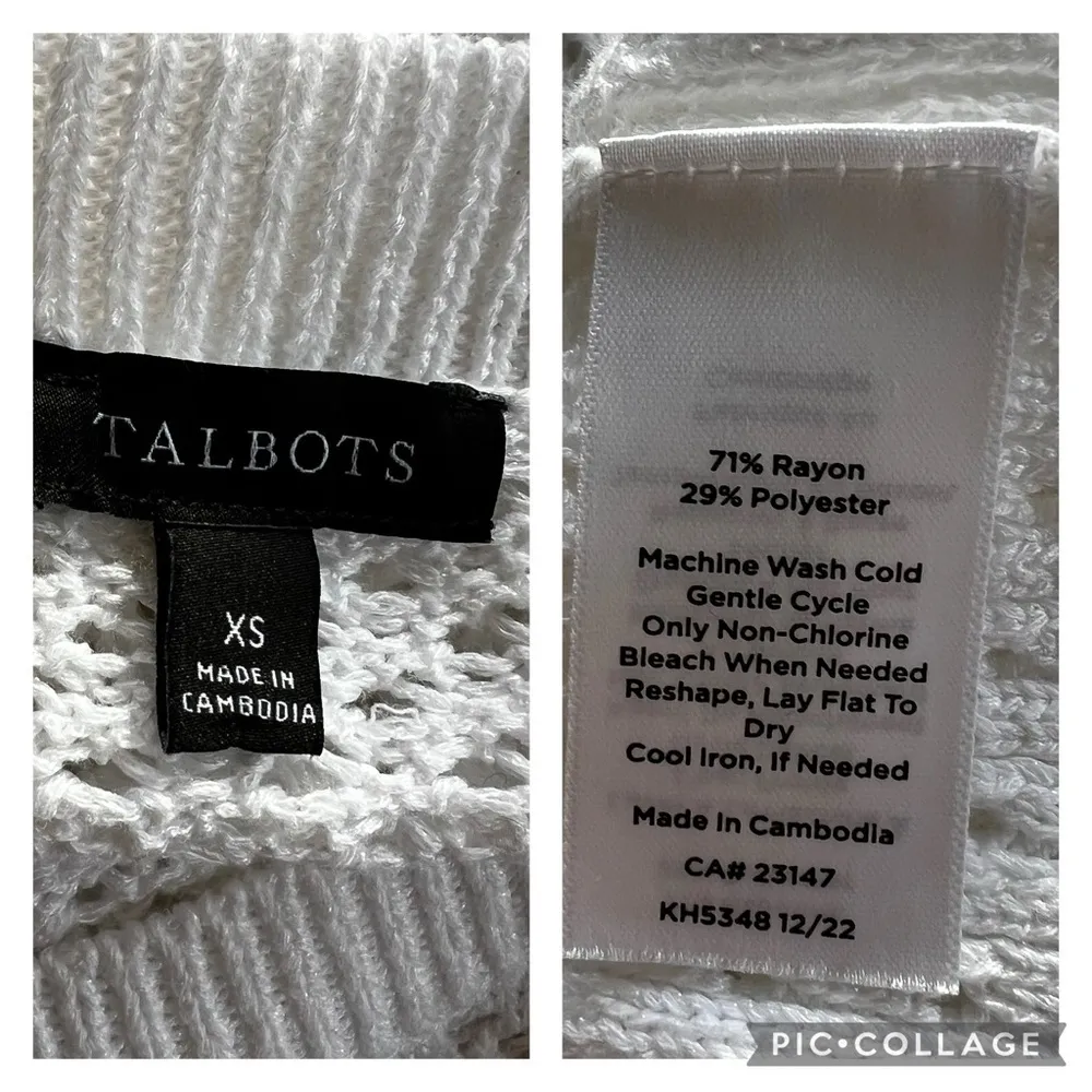 Talbots Sweater Open Knit Long Sleeve Round Neck XS Shimmer Casual Preppy Office - Image 16