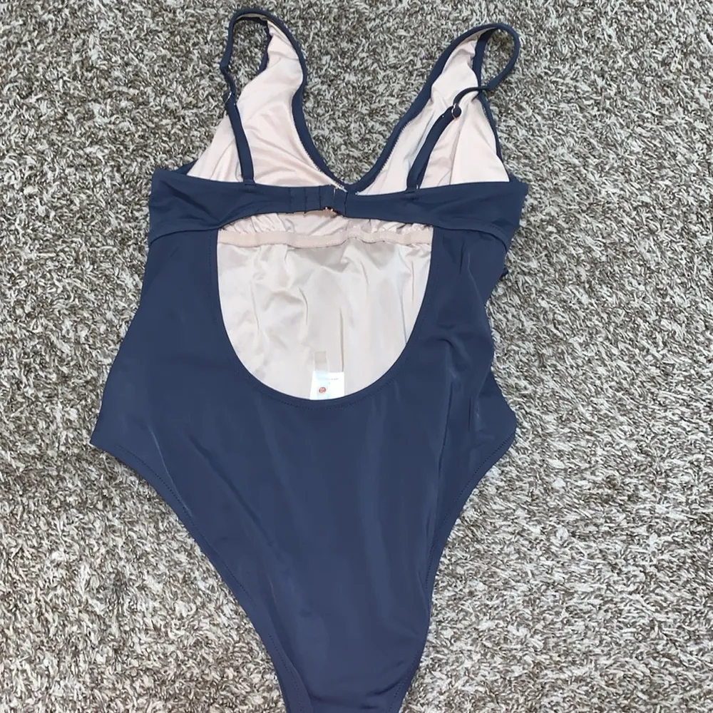 Shade & Shore One Piece Swimsuit tie front wrap charcoal gray women size LARGE - Image 5