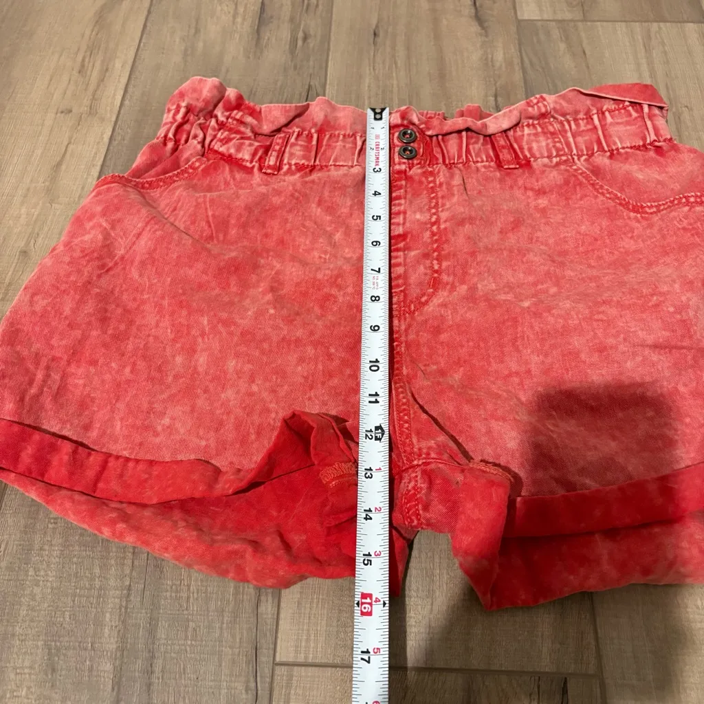 Wild‎ Fable Acid Wash Vintage Paperbag Shorts Red Size Large - Image 6