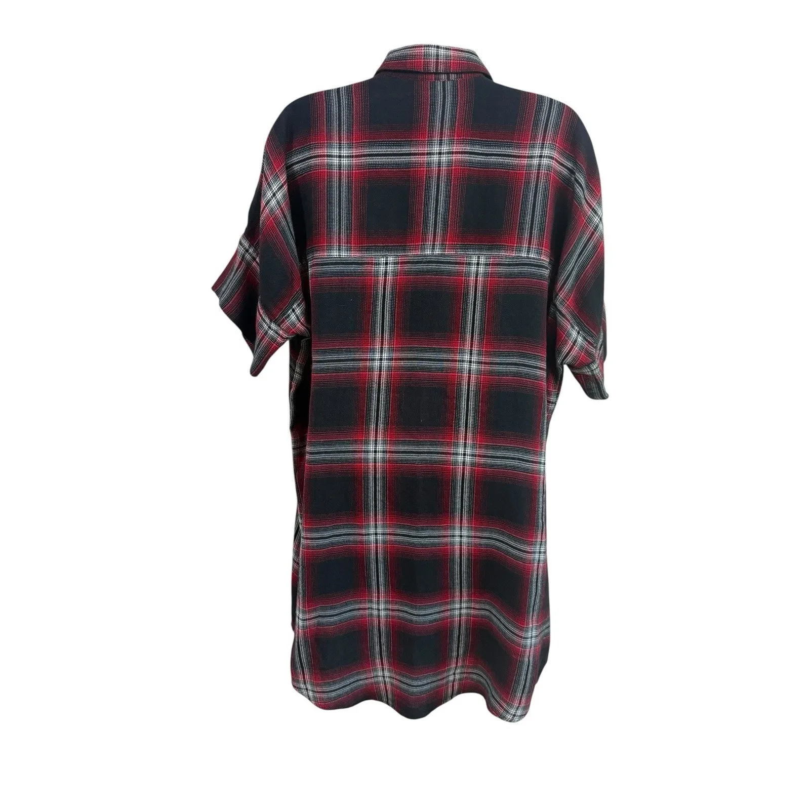 Madewell Womens Courier Shirt Dress L Grunge Rollins Plaid Black Red 90s NWT - Image 11