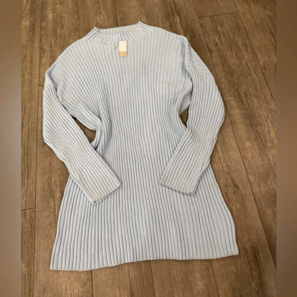 BP Light Blue Long Sleeve Sweater Dress - Image 9