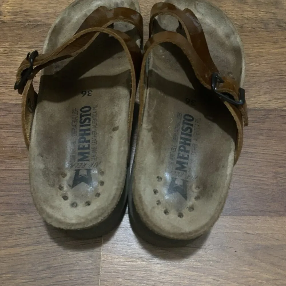 Mephisto Helen Spice Star Sandals Womens Size 36 Brown Leather Thong Slip On - Image 3