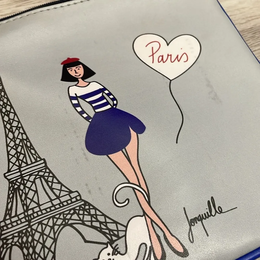 Original by Birdie Gray, Red, Blue Graphic Paris Print Zip Makeup Bag - Image 6