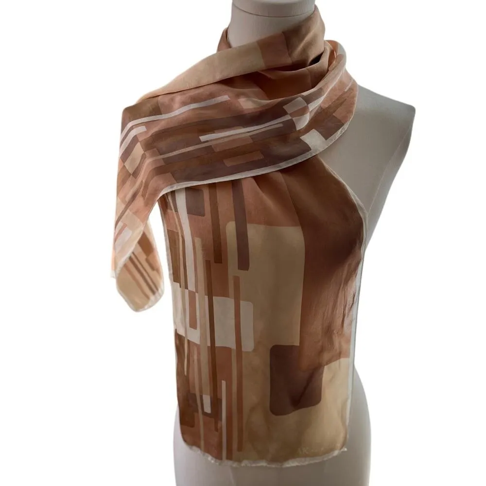 Liz Claiborne Anne Klein Women Scarves‎ Beige Tan Pink Silk Classic Old Money - Image 10