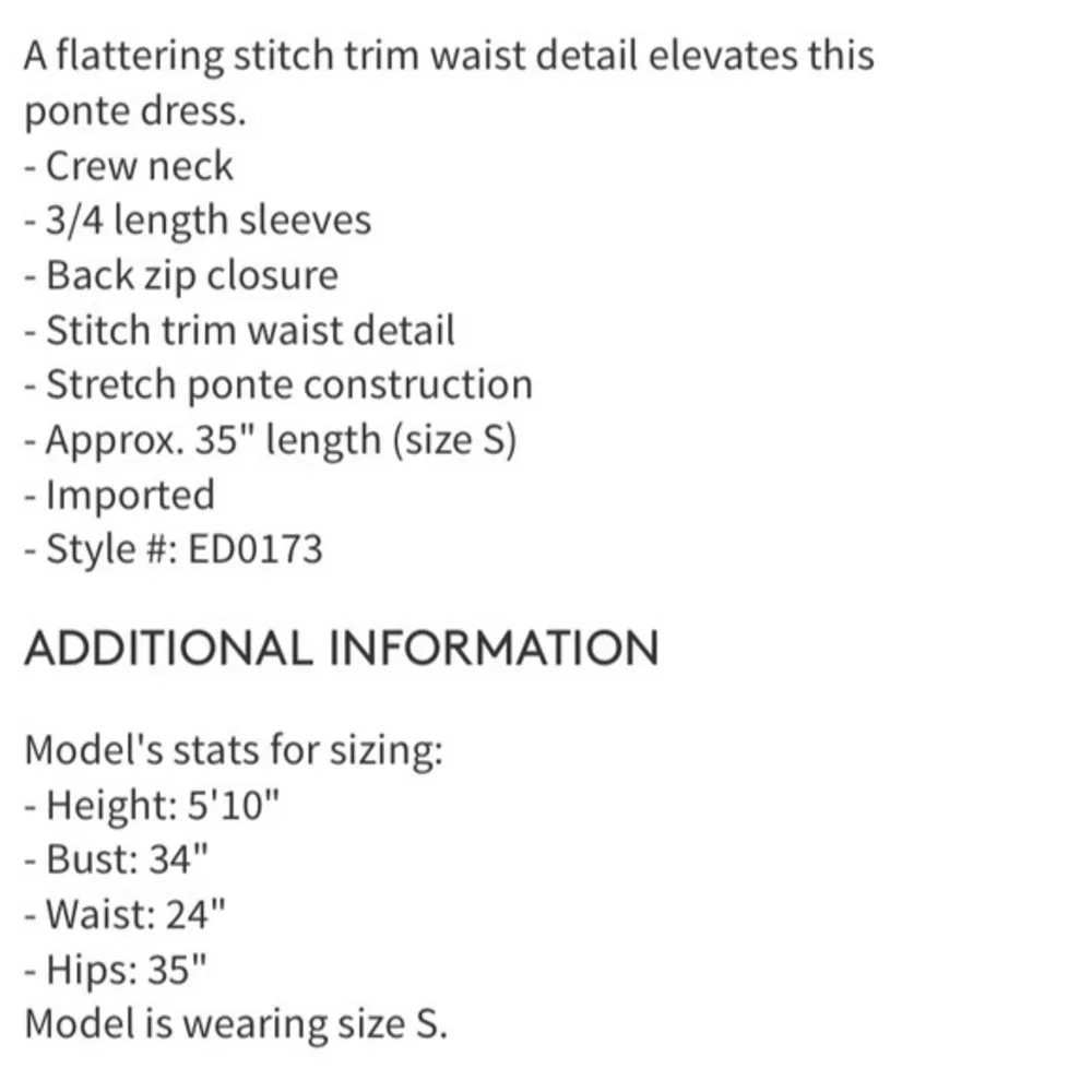 NWT  Black Knit 3/4 Sleeve Dress - Image 3