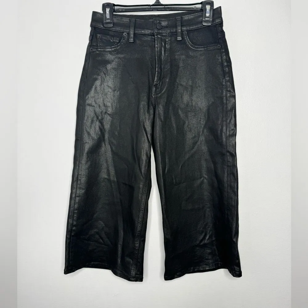 7 for all mankind black wide leg cropped jeans size 27 - Image 2