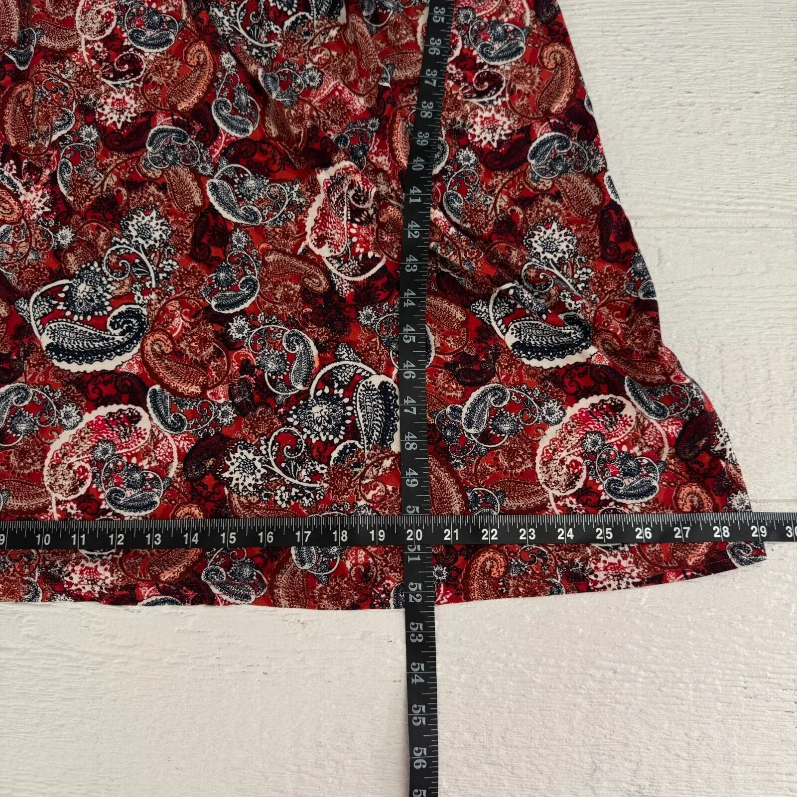 Garnet Hill Dress Small Paisley Print Organic Cotton Maxi Sleeveless Pockets Red - Image 11