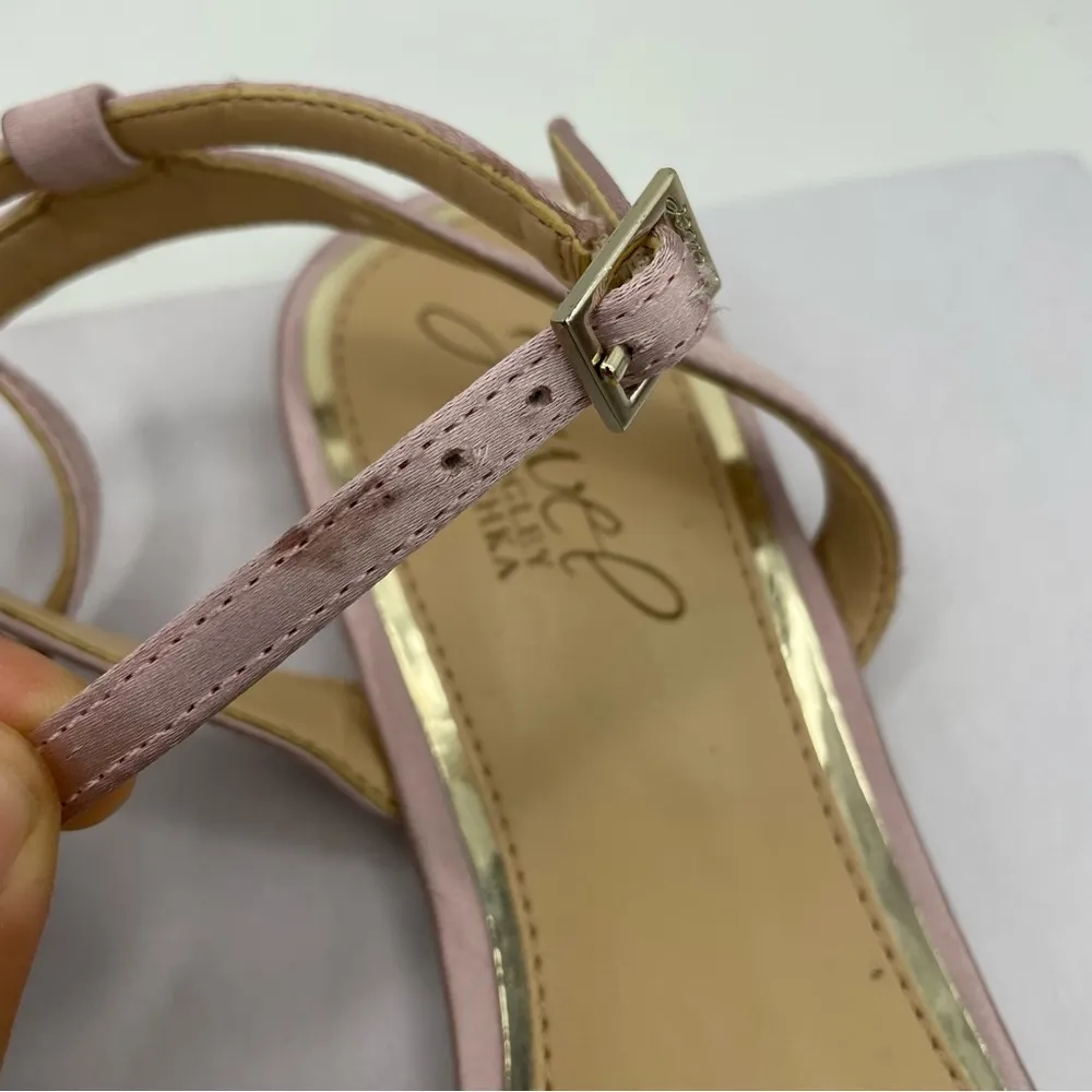 Badgley Mischka rhinestone embellished pink satin evening sandals Size 6 1/2 - Image 11