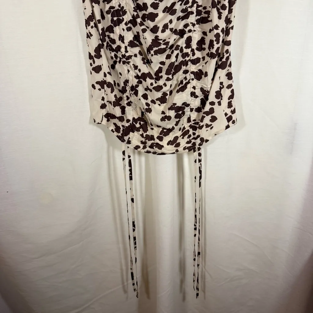 Nasty Gal Cow Print Ruched Mini Skirt ‘Cow Did This Happen’ Size 6 NWT - Image 2