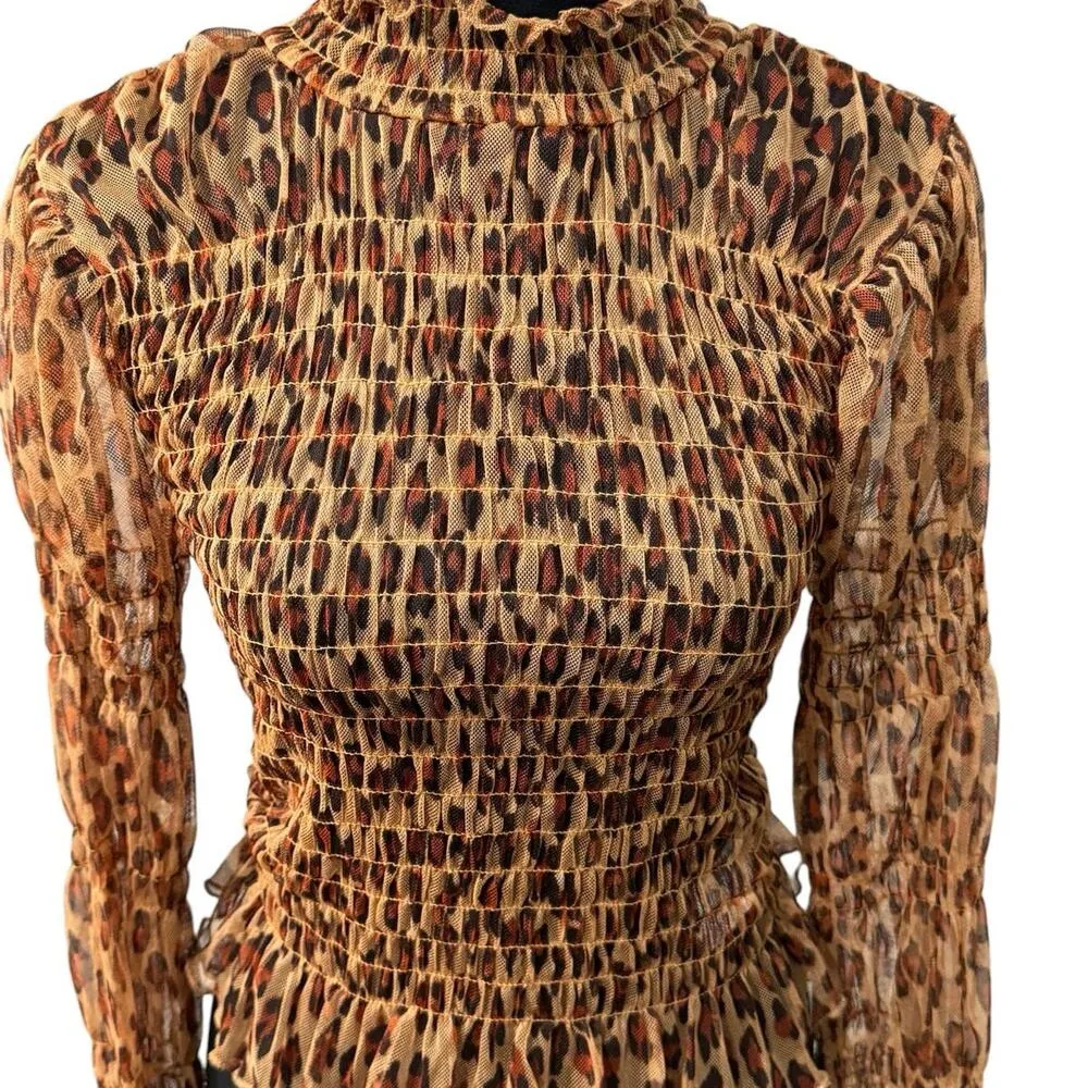 NWT! Free People Hello There Animal Print Smocked Crop Top - Size Small - Image 7