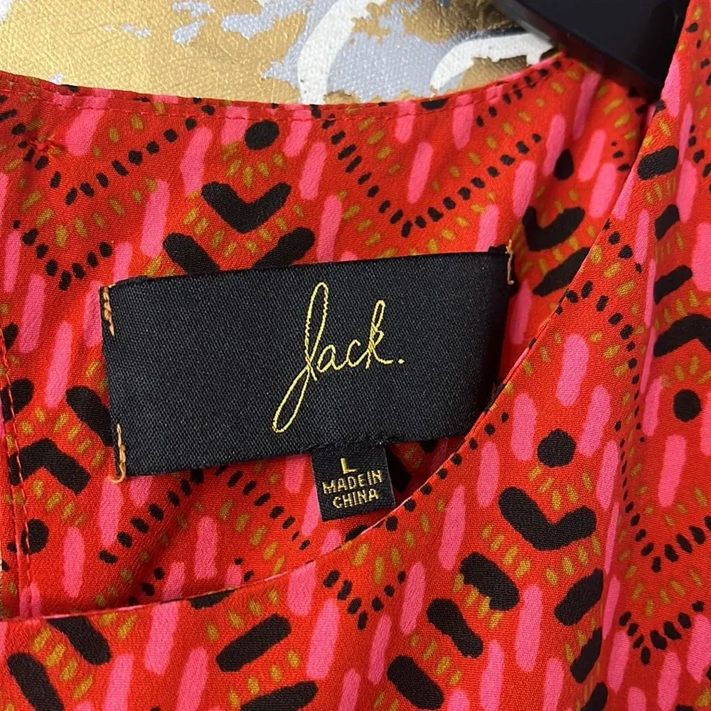 Jack B.B. Dakota Size Large Red Chevron Print Tank Dress - Image 2