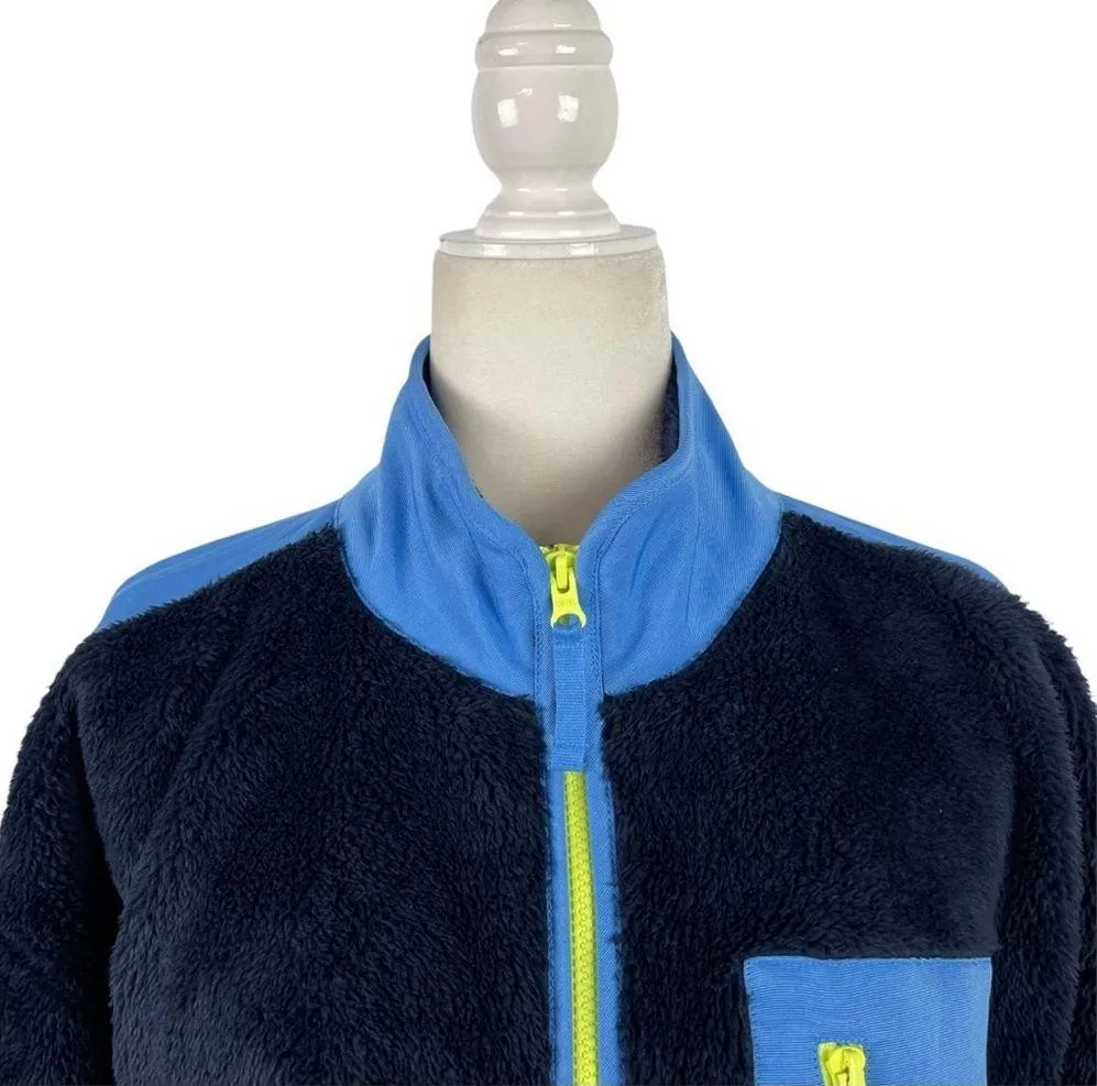 New J Crew Jacket Sherpa Full Zip Sherpa Superplush Colorblock Blue Jacket M - Image 4