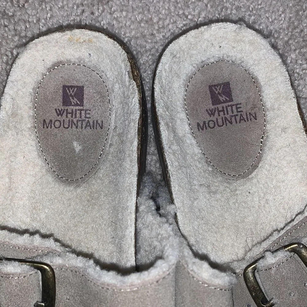 White Mountain Faux Fur Lined Leather Slip On Sandal Sz 9 - Image 5