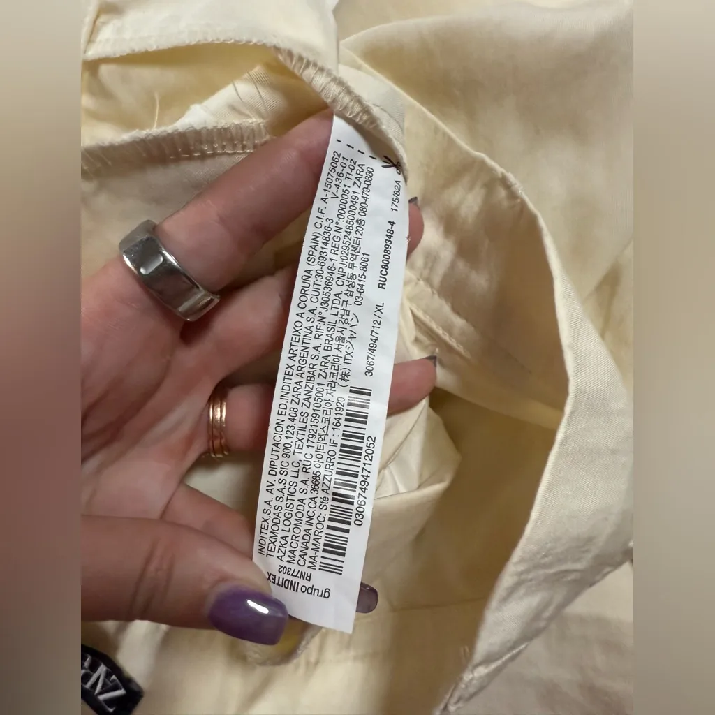 Zara High Waisted Wide Leg Cream Lyocell Trousers Pants XL - Image 13