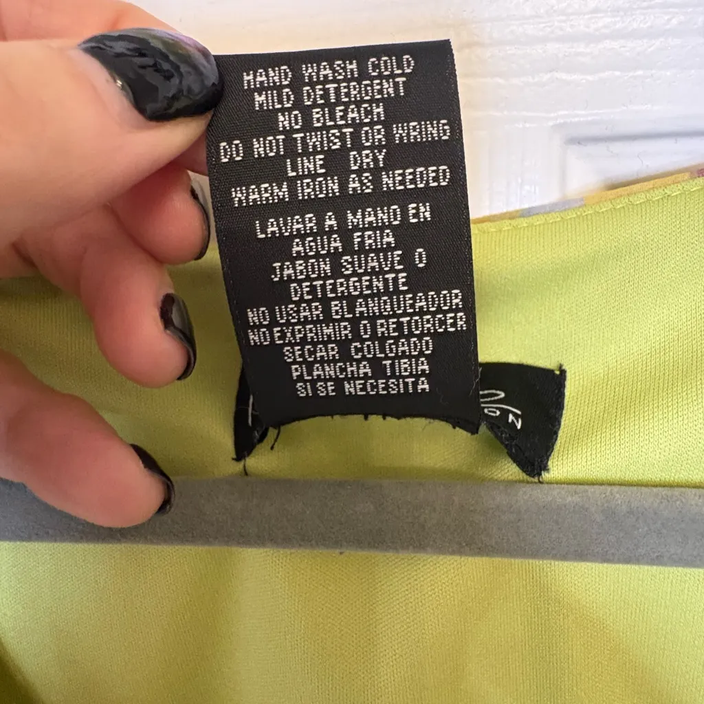 K Studio Collection Watercolor Floral Chiffon Blouse Artsy Boho Teacher Top 16 Green - Image 4