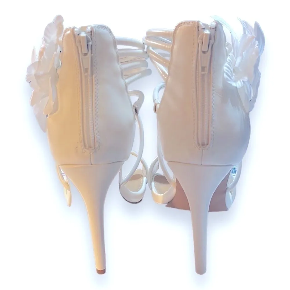 Shoe Dazzle Camilla White High Heel Sandals, White Flower, Women’s Size 9.5 NWOT - Image 5