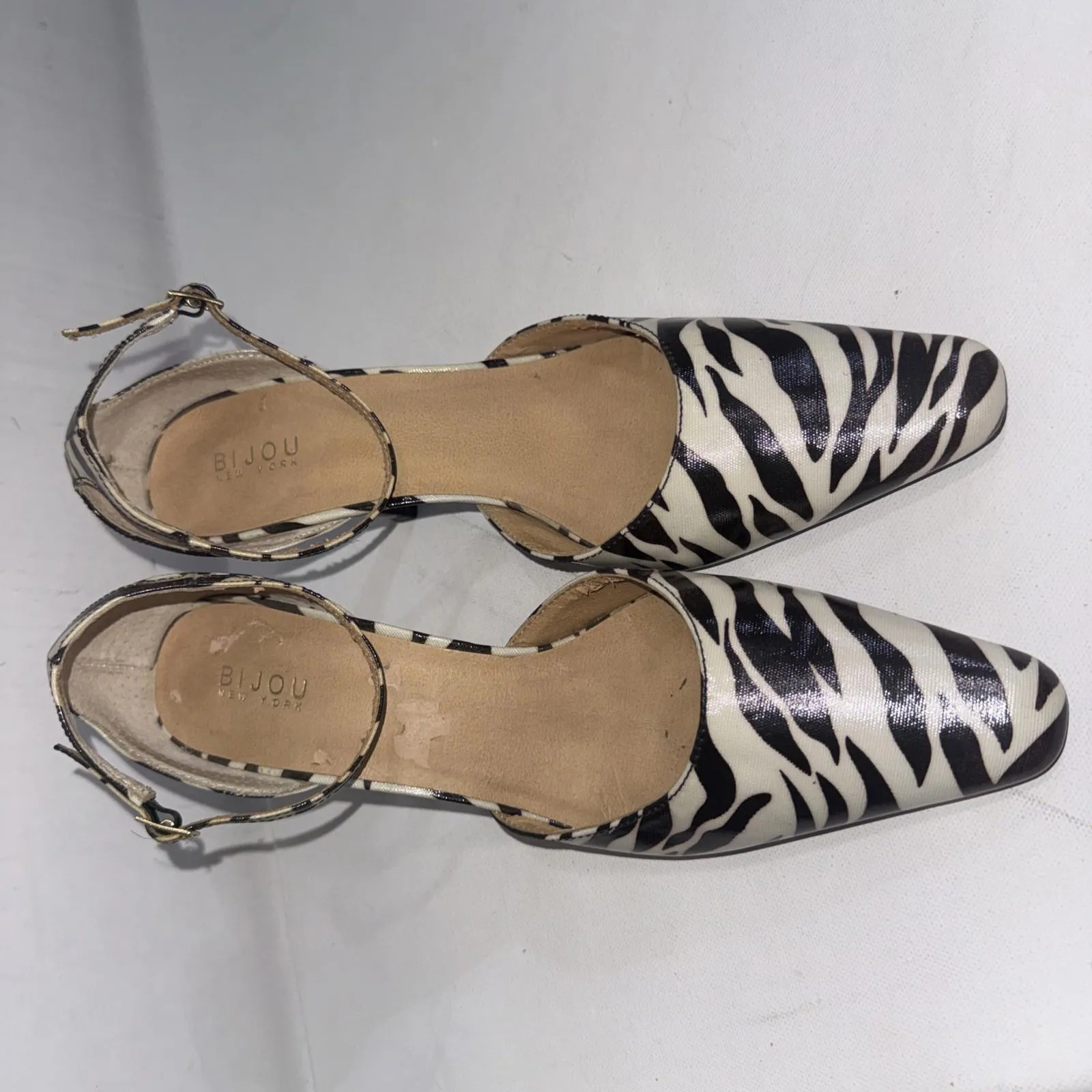 Bijou New York Brown White Animal Zebra Print Y2K Strappy Heels Size 7.5 - Image 2