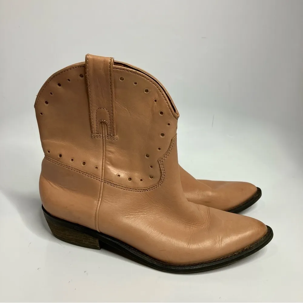 Lucky Brand Chantelx pink leather‎ ankle cowgirl boots size 8 - Image 2