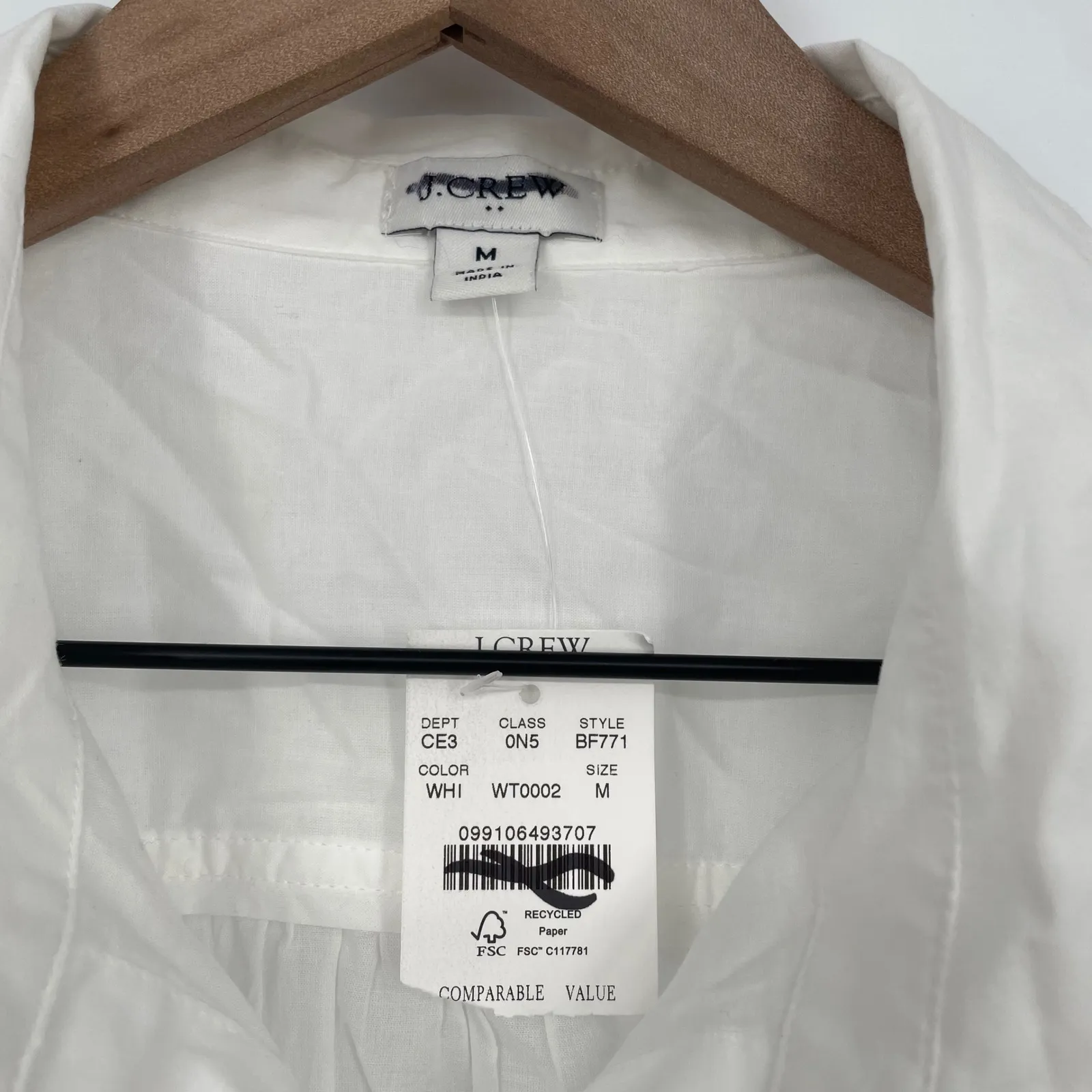 J. Crew White Cotton Belted Shirt Dress Sheath Style M - Image 4