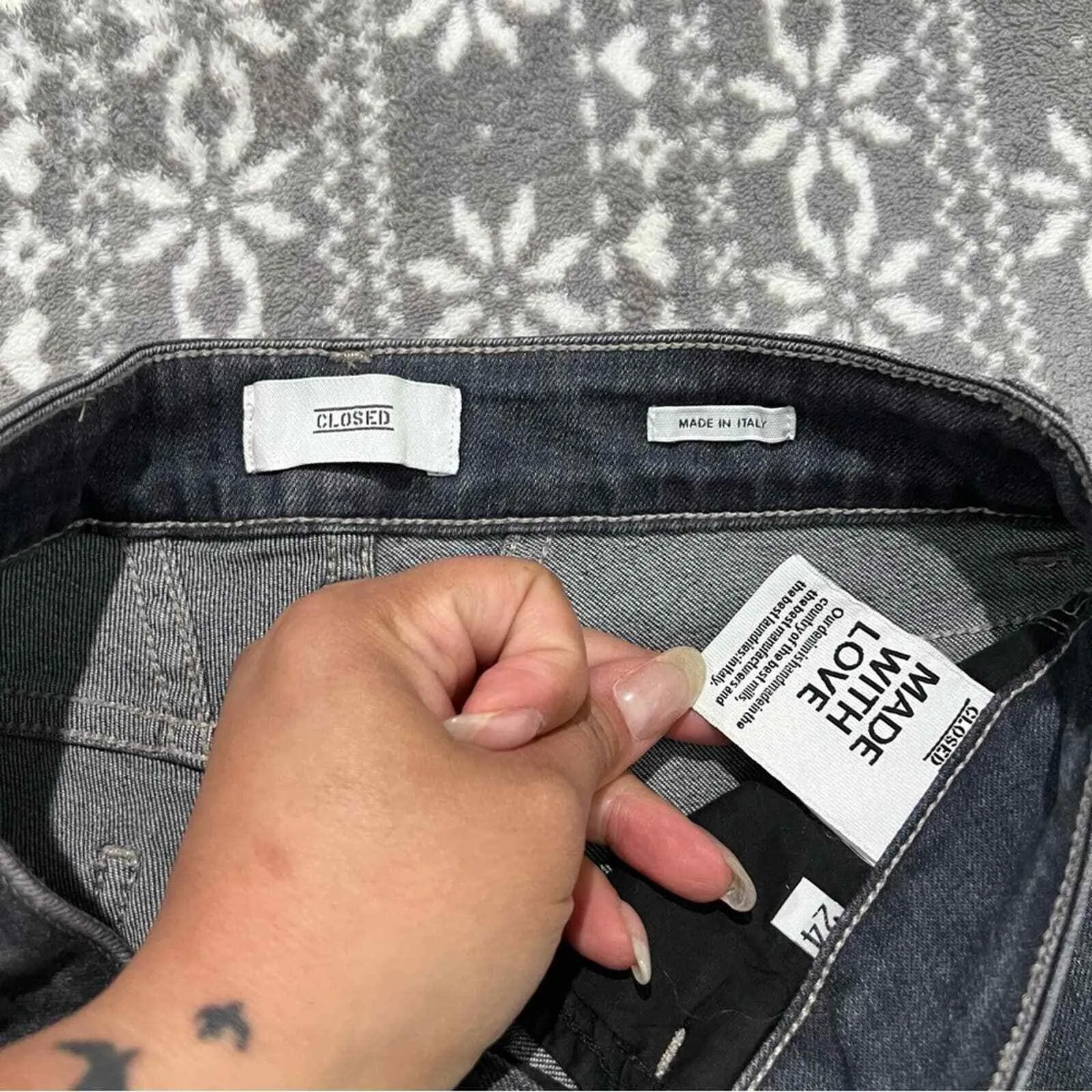 Anthropologie Closed Baker Long Gray Skinny Jeans Made In Italy Size 24 - Image 5