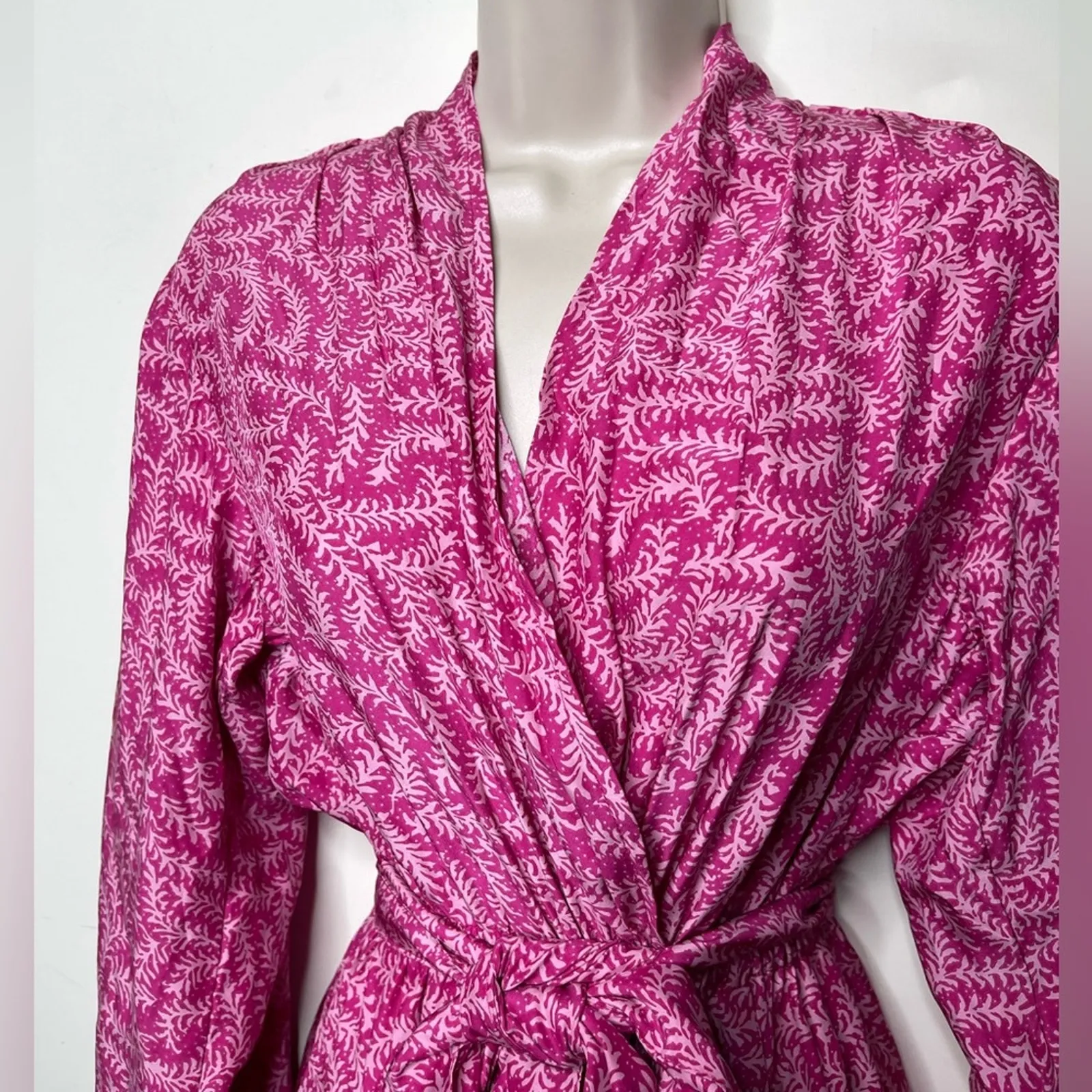 Natalie Martin pink silk Nico long sleeve mini wrap dress sz S - Image 6