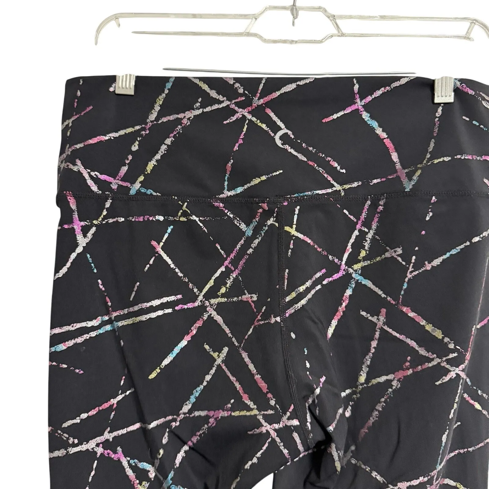 Zyia Active Black Geometric Print Leggings Women Size 12 High Waisted - Image 4