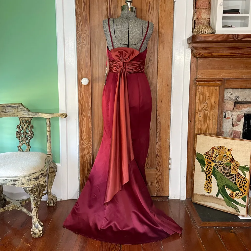 NWT DaVinci #9145 Satin Burgundy Gown ~ Bridesmaid / Black Tie / Evening Sz 10 Red - Image 8