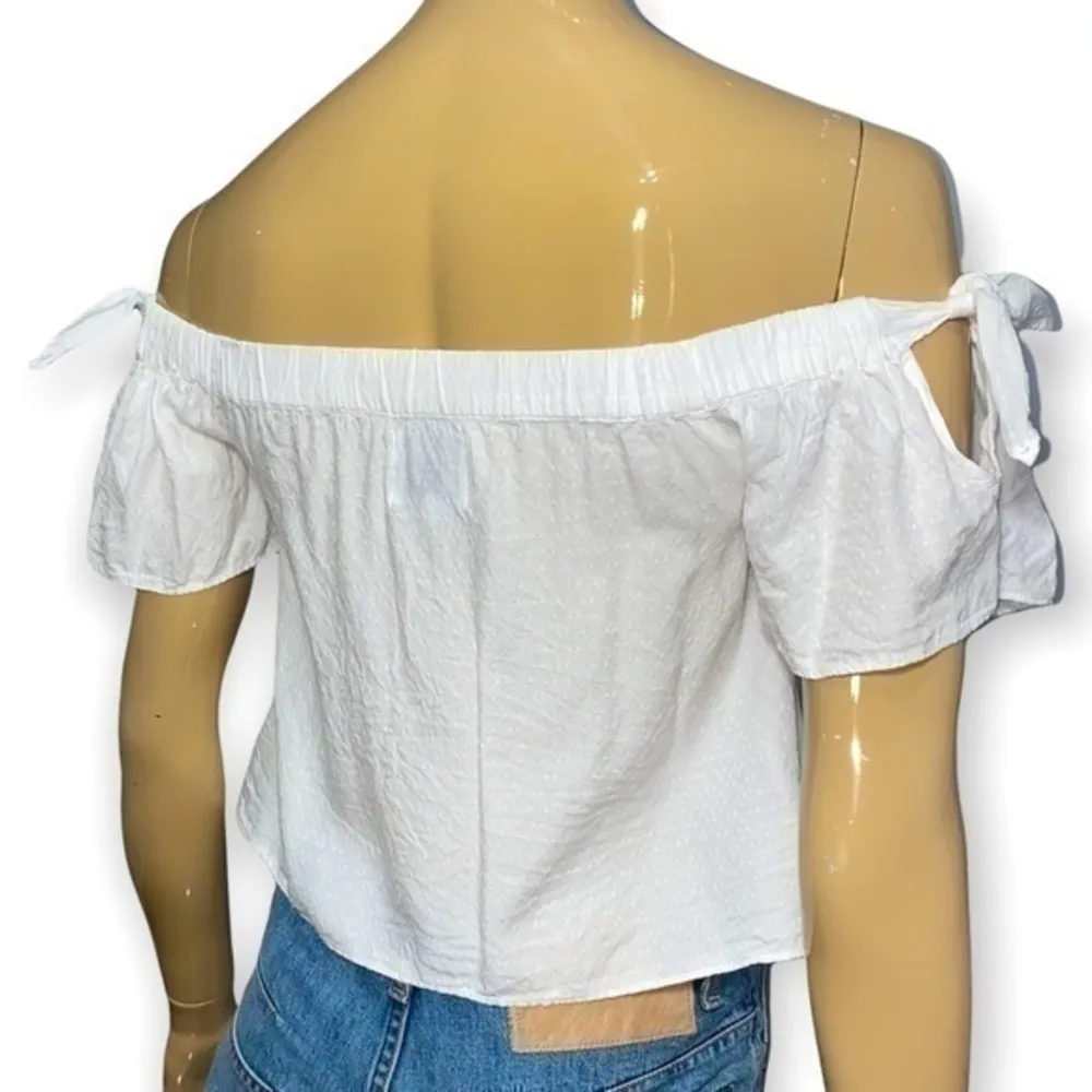 Privacy Please Size S Ivory Asay Short Sleeve Off The Shoulder Swiss Dot Top - Image 6