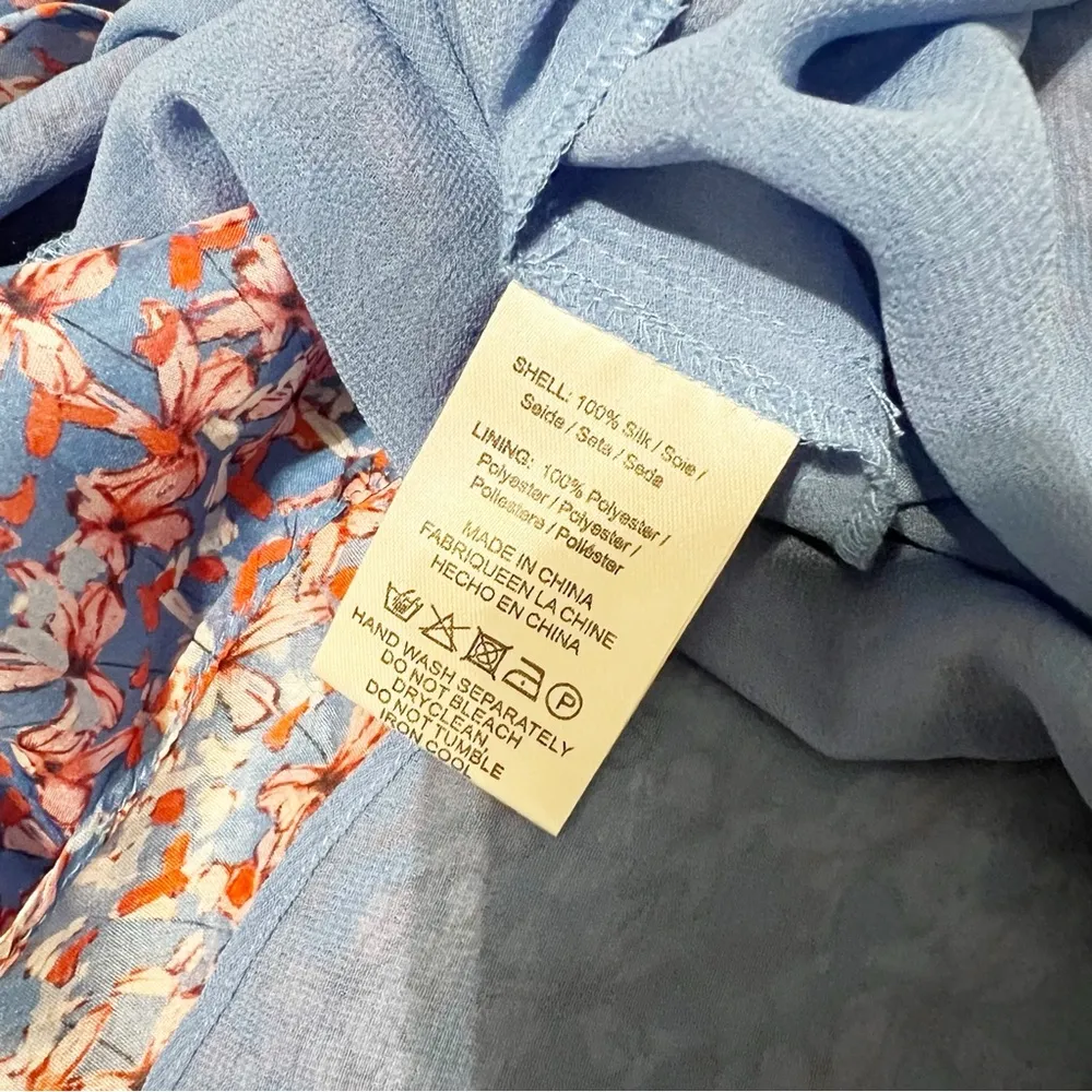 NEW NWT Sau Lee Florence Silk Gown Ruffle Sweetheart Slit Chiffon Maxi Size US 4 Blue - Image 8