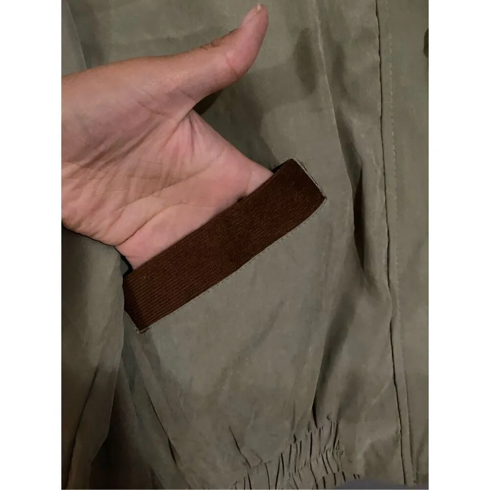 Mine Corduroy Patched Windbreaker Bomber Jacket Size Medium Green - Image 4